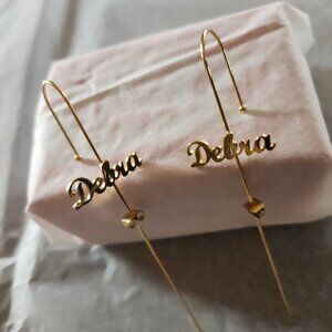 Gold name earrings
